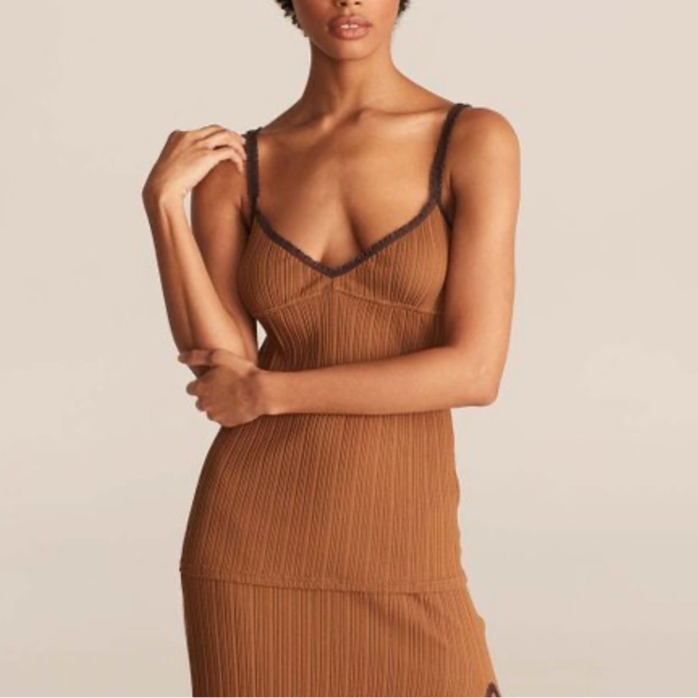 NWT Rebecca Taylor | Chocolate Ribbed V-Neck Cami - Women size Small